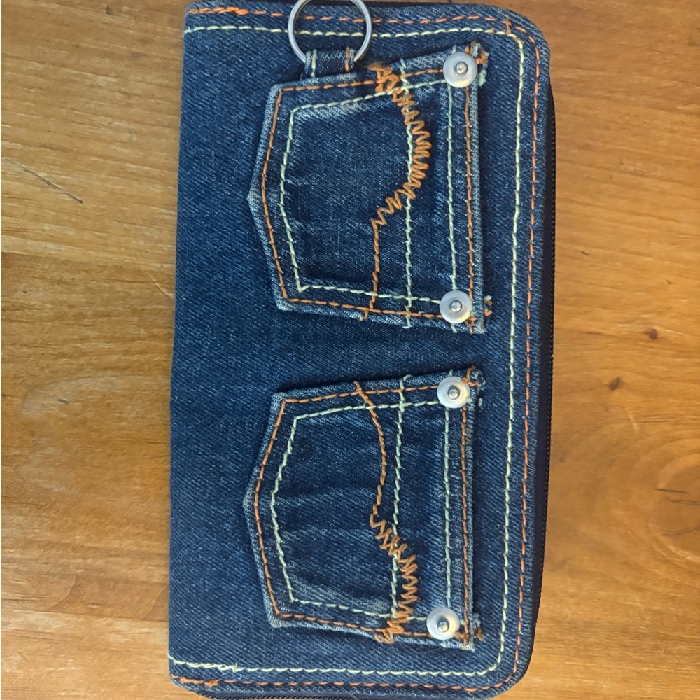 Denim Wallet with Pocket Design